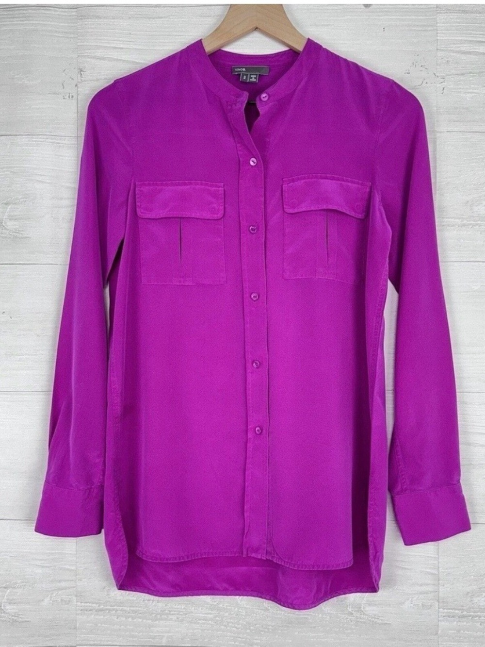 Vince Fuchsia Silk Top